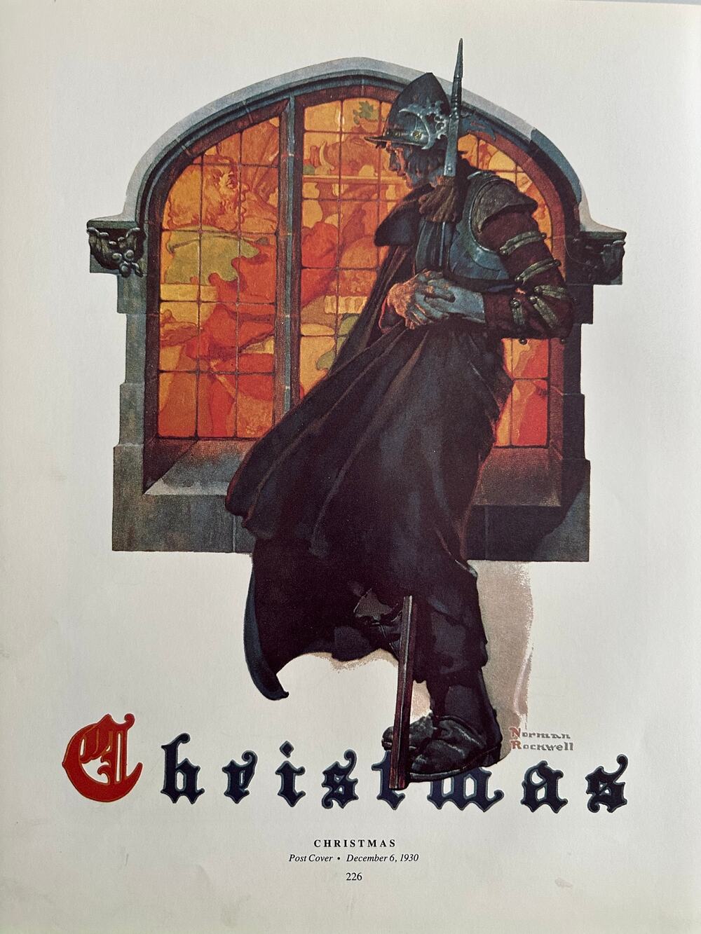 Christmas, Night, Medieval Norman Rockwell, Print, Book Page, Art, 250214-WH C 1